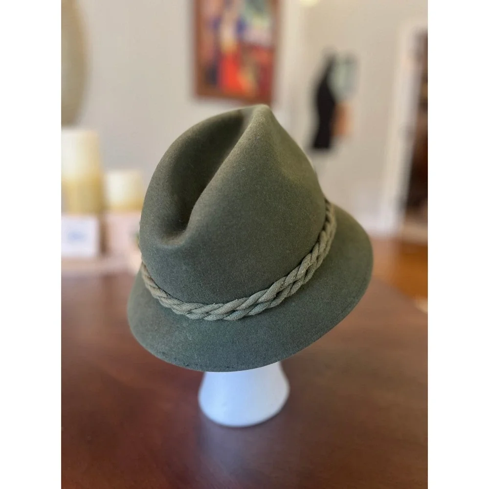 Saxon Tonak Alpine Hat Mens 58 Green Excellent Wool Felt Tyrolean Oktoberfest